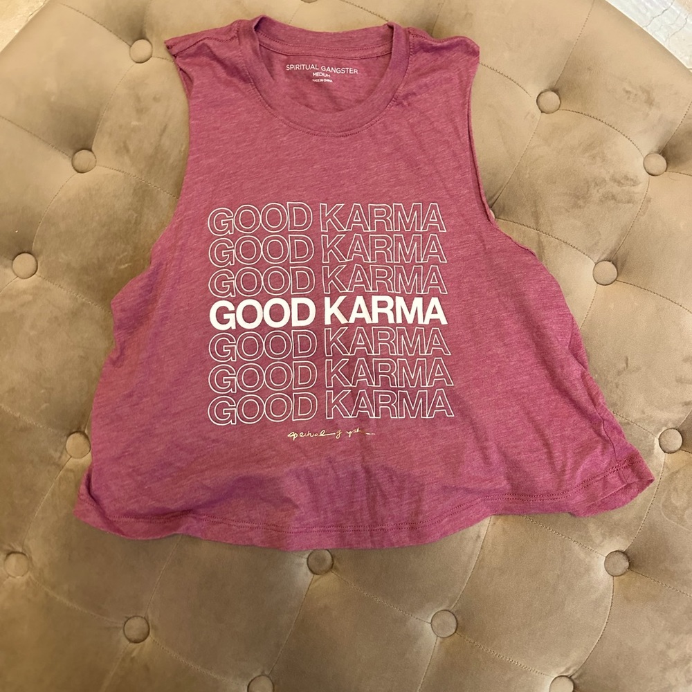 Spiritual Gangster Pink 'Good Karma' Tank Top